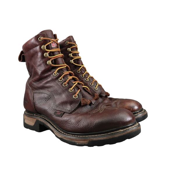 Tony Lama Shoes Mens 10 Boots Work Timber Lace Up Leather Waterproof Utility Mid - Picture 1 of 16